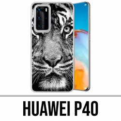 Huawei P40 Case - Black And White Tiger