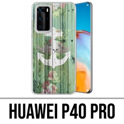 Huawei P40 PRO Case - Anchor Navy Wood