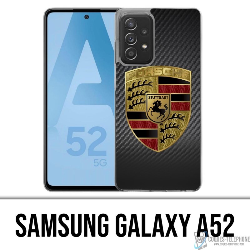 Coque Samsung Galaxy A52 - Porsche Logo Carbone